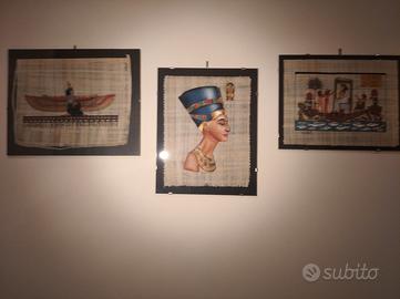 Tris di quadri egiziani su papiro originali Egitto