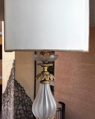 Lampada abat jour in vetro Murano e bronzo