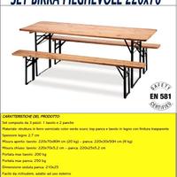 SET KIT BIRRERIA CM220X70 IN LEGNO TAVOLO E PANCHE