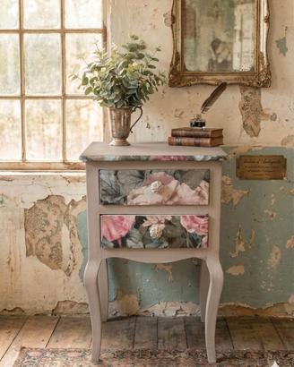 Comodino Shabby Chic floreale