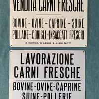 2 TARGA METALLO NEGOZIO ALIMENTARI MACELLERIA