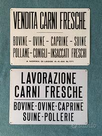 2 TARGA METALLO NEGOZIO ALIMENTARI MACELLERIA