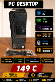 PC Computer Fisso Dell i5 RAM  16GB 240GB Win11