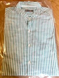 Nuova Camicia Coreana righe verde (cotone 100%)