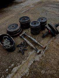 Panca reclinabile+57kg Pesi + Bilanciere e Manubri
