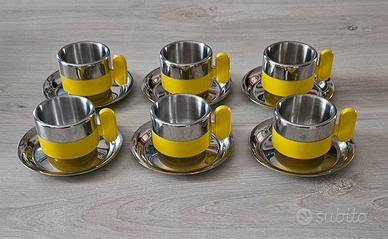 set servizio caffè anni 70 acciaio e plastica 