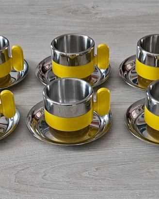 set servizio caffè anni 70 acciaio e plastica 