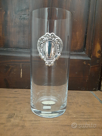 Vaso in cristallo di Boemia con doblone in argento