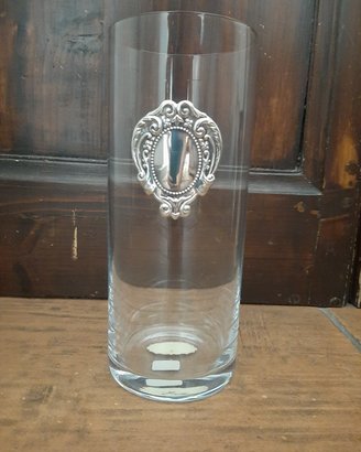 Vaso in cristallo di Boemia con doblone in argento