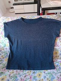 Maglietta blu scuro e argento 100/100 viscosa 