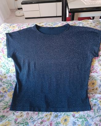 Maglietta blu scuro e argento 100/100 viscosa 