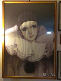 TELA MIRA FUJITA PIERROT AMORE RAGAZZA CHE  PIANGE