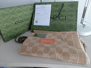 sciarpa gucci gg monogram beige originale con cart