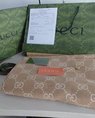 sciarpa gucci gg monogram beige originale con cart