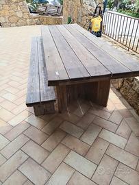 tavole in legno massello da  3x 1 e due panche