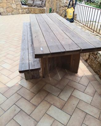 tavole in legno massello da  3x 1 e due panche