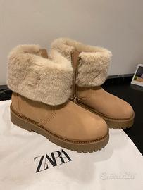 Stivaletti zara beige con pelo nuove
