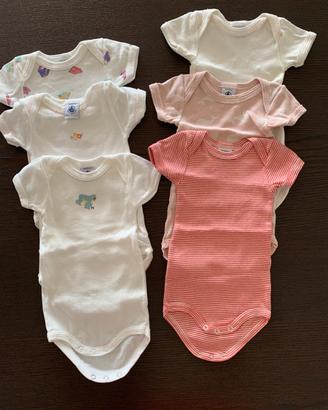 Lotto 6 body Petit Bateau 3 mesi