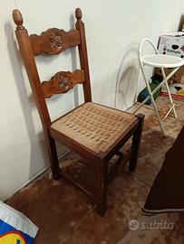 sedia legno impagliata