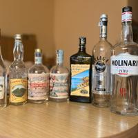 Collezione bottiglie alcol vuote rare