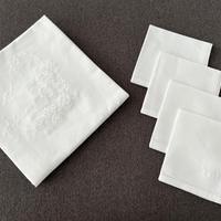 Set da te tovaglia 4 tovaglioli ricamati bianco