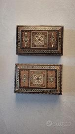 Scatole Vintage in Legno Intarsiato Madreperla