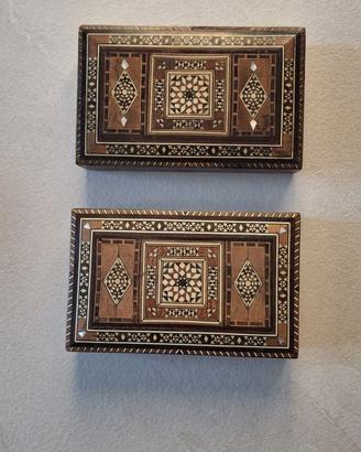Scatole Vintage in Legno Intarsiato Madreperla