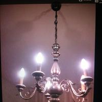 Lampadario legno argentato funzionante