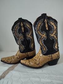 stivali cowboy in pelle di serpente 