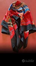 foulard nero e rosso stile etnico 100% Seta