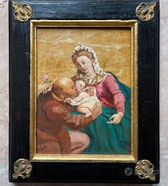 Dipinto su pietra, scuola veneta, Sacra Famiglia