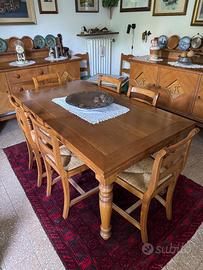 Tavolo da pranzo in legno massiccio rovere + sedie