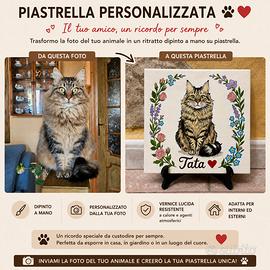 Piastrella Targa Personaliz Gatto Cane Nome Dedica