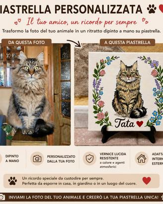 Piastrella Targa Personaliz Gatto Cane Nome Dedica