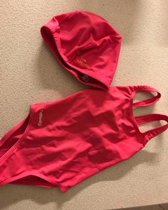 Costume intero bambina e cuffia coordinata