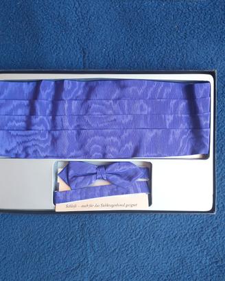 Set con papillon e fascia smoking artigianale, new