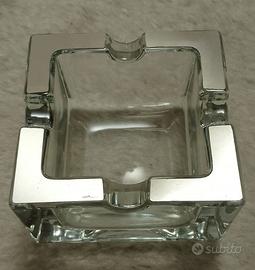 posacenere cristallo e argento 800, 10x8,5cm