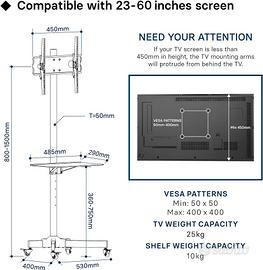 Bontec TC-001B supporto tv per Schermi 23-60 - Audio/Video In vendita a  Palermo