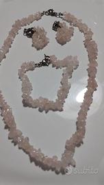 Parure in quarzo rosa