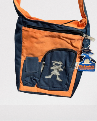 borsa a tracolla vintage arancione e blu Pickwick