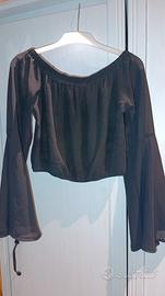 Crop top Nero maniche nere vedi non vedi 