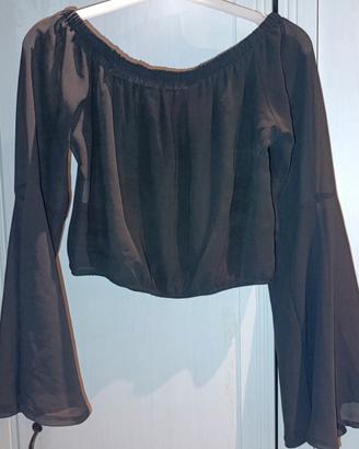 Crop top Nero maniche nere vedi non vedi 