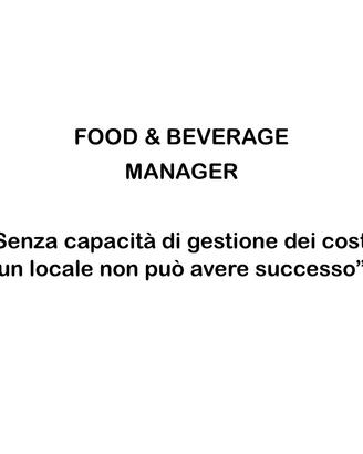 Food & Bverage manager