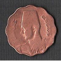 Moneta EGITTO 1943 10 milimes RE FAROUK BRONZO RAR
