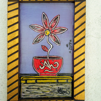 Quadro Smalto su compensato e cornice colore Oro