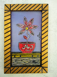 Quadro Smalto su compensato e cornice colore Oro