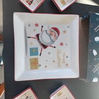 Antipastiera quadrata natalizia ceramica decorata