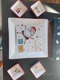 Antipastiera quadrata natalizia ceramica decorata