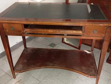 Scrivania scrittoio in legno piano verde apribile