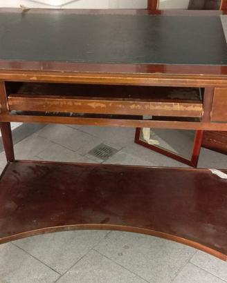 Scrivania scrittoio in legno piano verde apribile